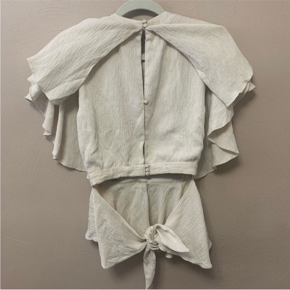 Johanna Ortiz Amor Es Belted Textured Crepe Top Cream White Beige Size 0 New NWT - Picture 7 of 12